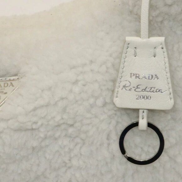 Prada Shearling Mini Re-Edition 2000 Bag - White - Picture 10 of 15